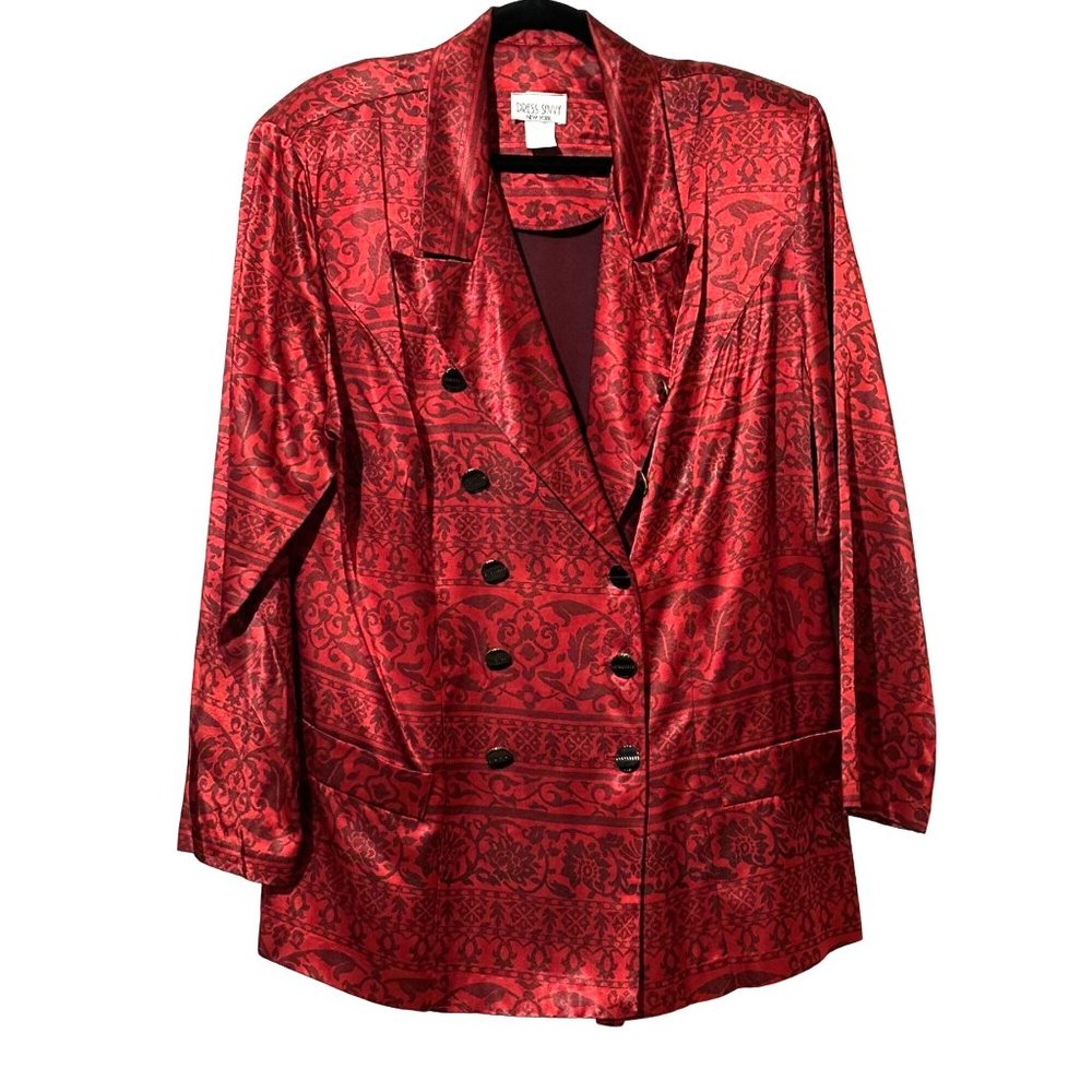 VTG Dress Savvy women’s size 18 red double breasted long line long sleeve blazer